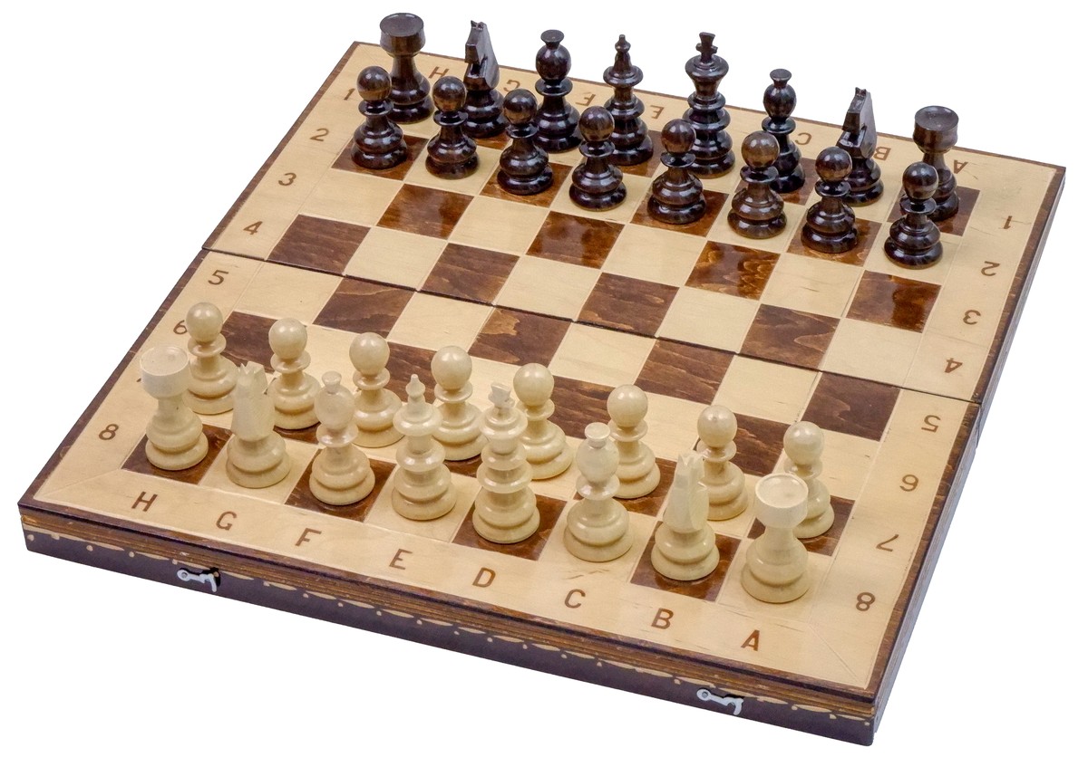 Joc de Șah și Table Marca din România ROmde™ din Lemn Natural de Fag Lucrat Autentic de Mână cu Unelte Tradiționale – Mai Multe Dimensiuni și Culori dintre Care Se Poate Alege - Numerotat, 44x44 cm, Maro cu Alb - Image 1