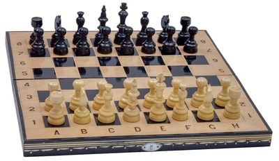 Joc de Șah și Table Marca din România ROmde™ din Lemn Natural de Fag Lucrat Autentic de Mână cu Unelte Tradiționale – Mai Multe Dimensiuni și Culori dintre Care Se Poate Alege - Numerotat, 38x38 cm, Negru cu Alb