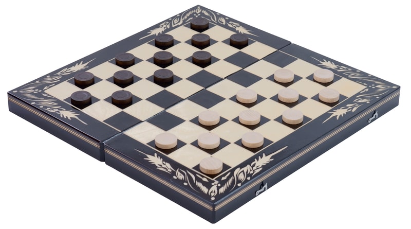 Set de Table și Dame 100% din România din Lemn Natural de Fag Lucrat cu Mâna Liberă, 44×44 cm, Negru cu Alb - Image 3