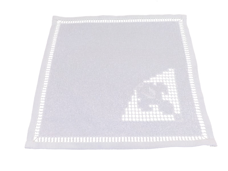 Șervet Decorativ de Masă Românesc Lucrat Manual, 33×33 cm, 100% Bumbac, Alb