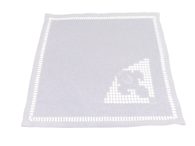 Șervet Decorativ de Masă Românesc Lucrat Manual, 33×33 cm, 100% Bumbac, Alb