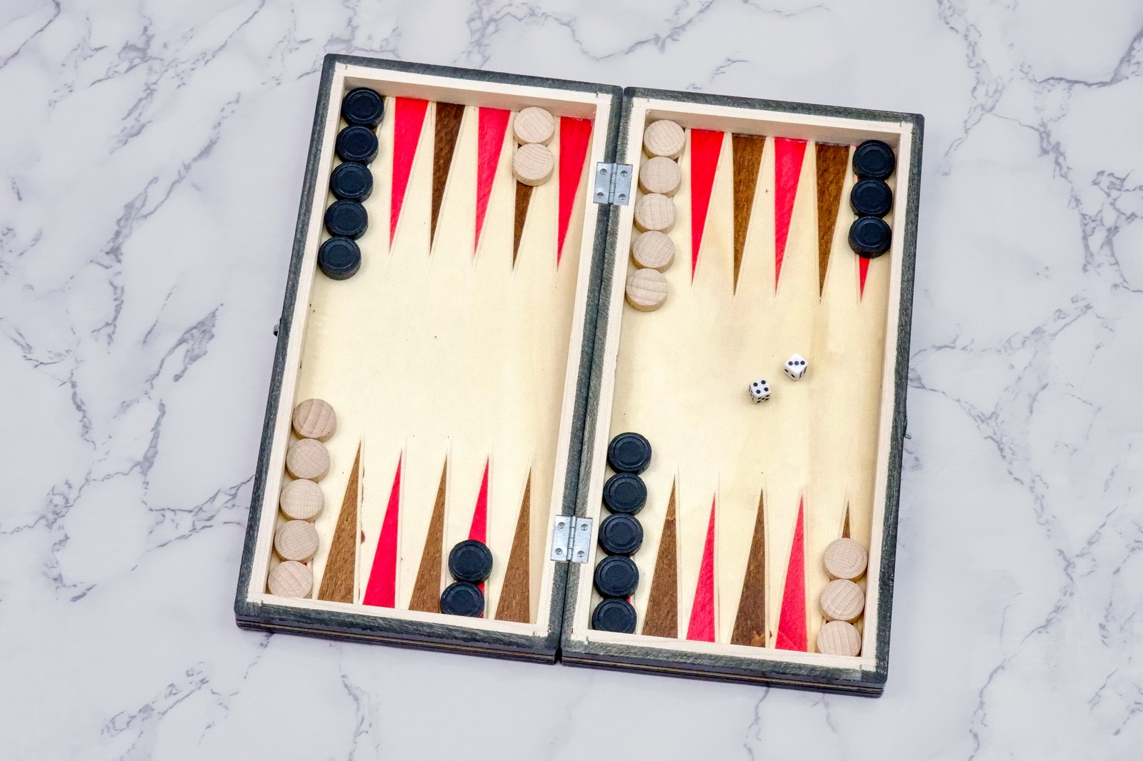 Set Șah și Table din Lemn de Fag Lucrat Manual, 26x26 cm (Negru/Alb) - Image 4