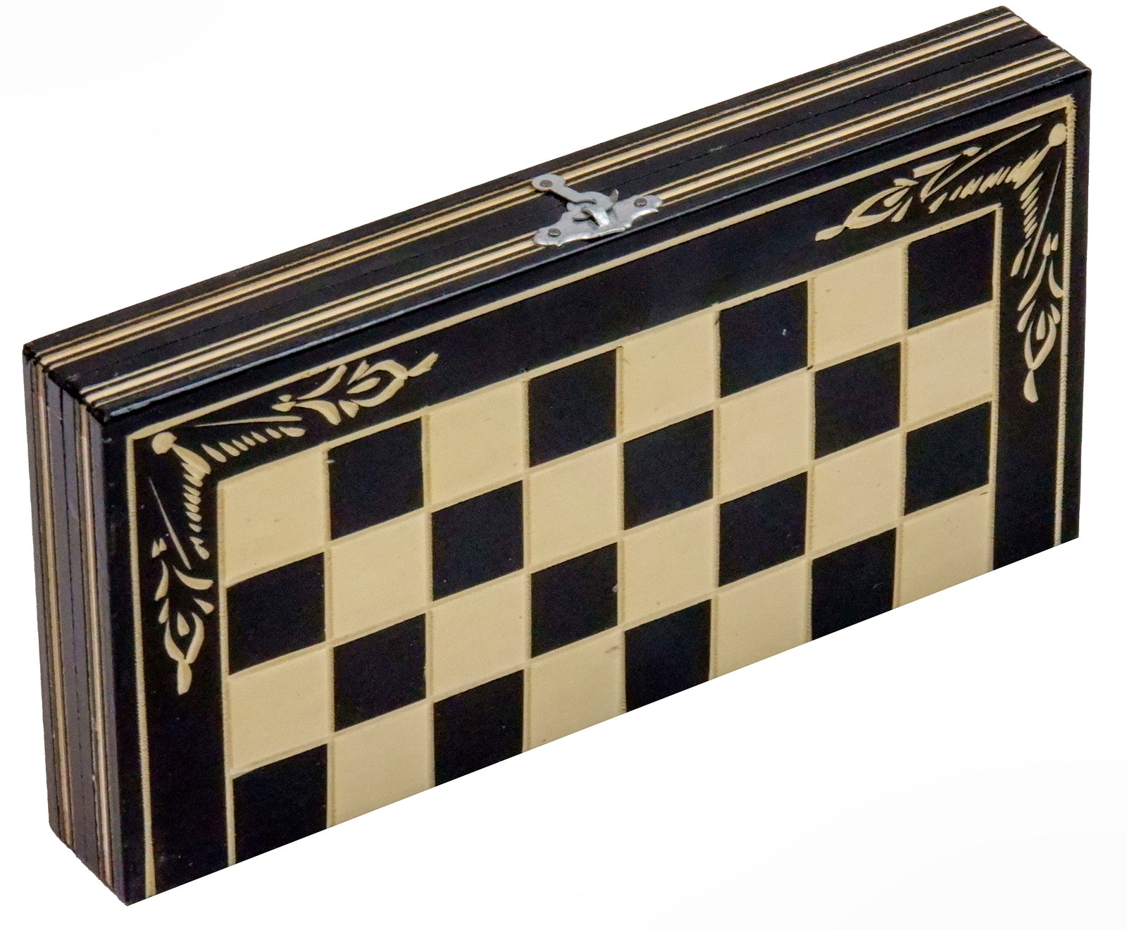 Set Șah și Table din Lemn de Fag Lucrat Manual, 26x26 cm (Negru/Alb) - Image 6