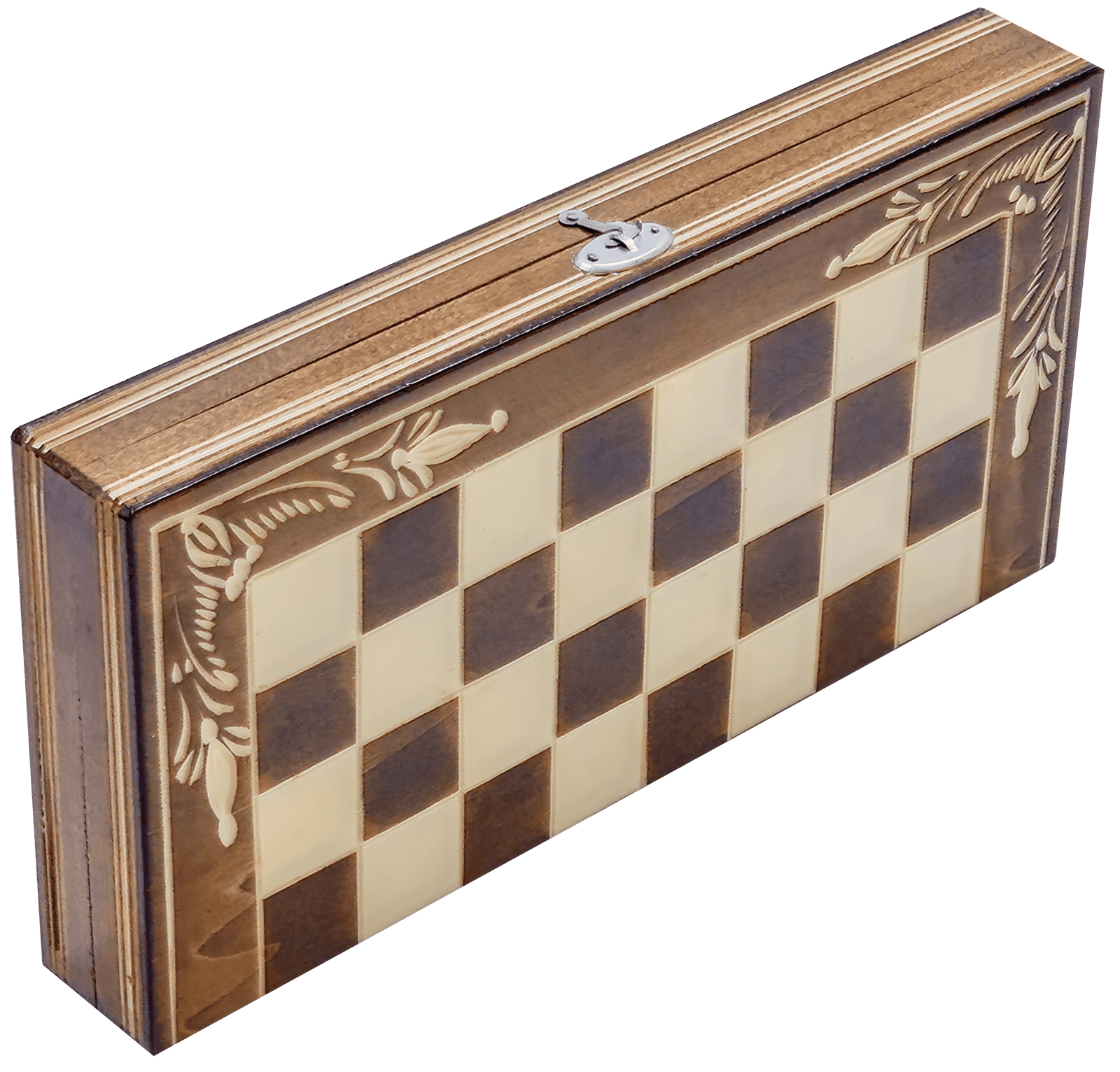 Set Șah și Table din Lemn de Fag Lucrat Manual, 32x32 cm (Maro/Alb) - Image 5