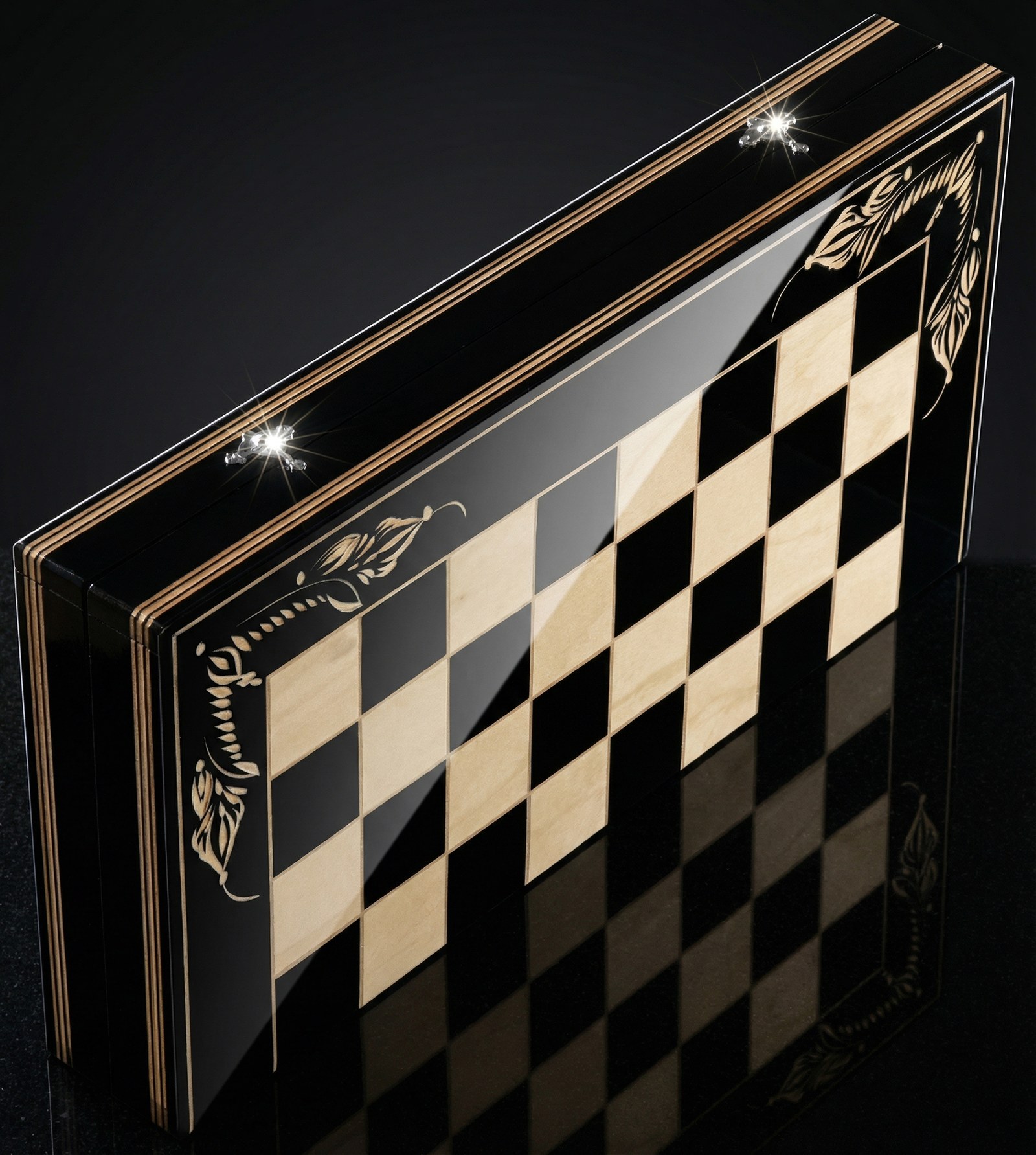 Set Șah și Table din Lemn de Fag Lucrat Manual, 50x50 cm (Negru/Alb) - Image 6