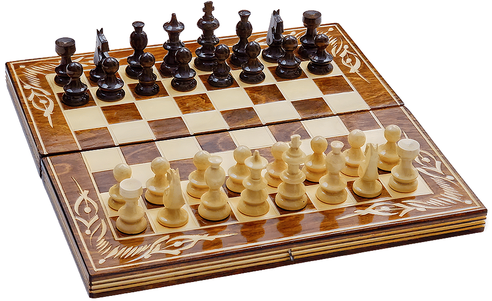 Set Șah și Table din Lemn de Fag Lucrat Manual, 26x26 cm (Maro/Alb)