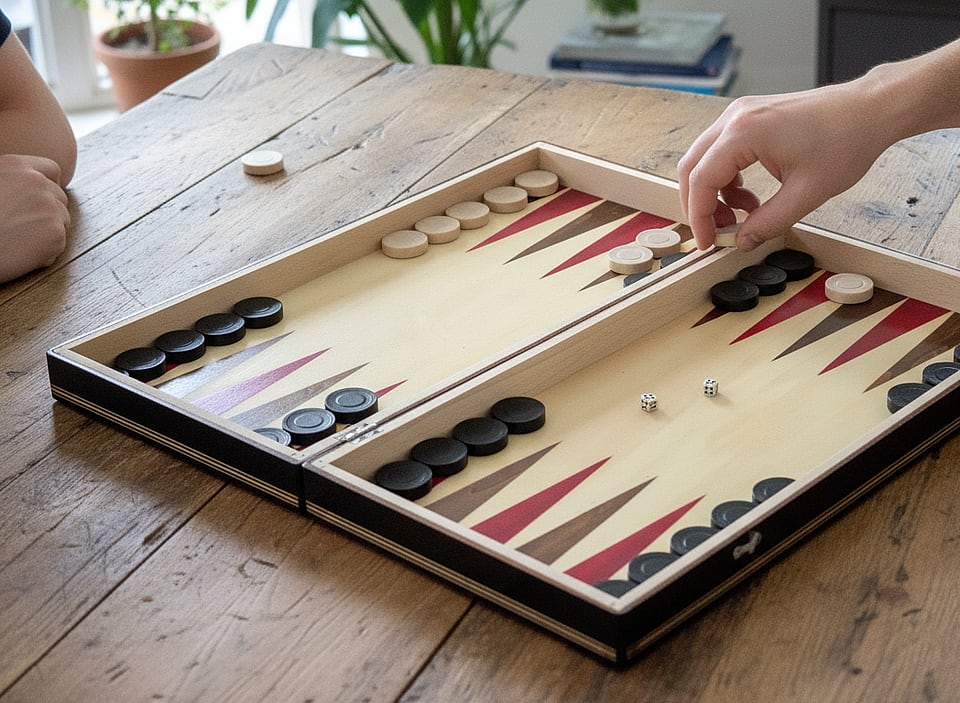 Set Table și Dame din Lemn de Fag, Lucrat Manual, 44×44 cm (Negru/Alb) - View 2