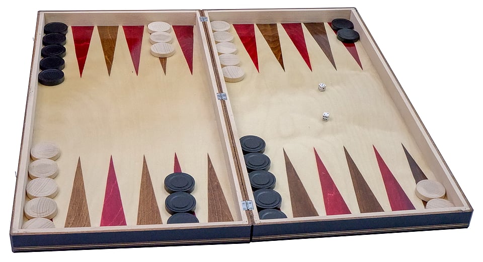 Set Șah și Table din Lemn de Fag Lucrat Manual, 65x65 cm (Negru/Alb)