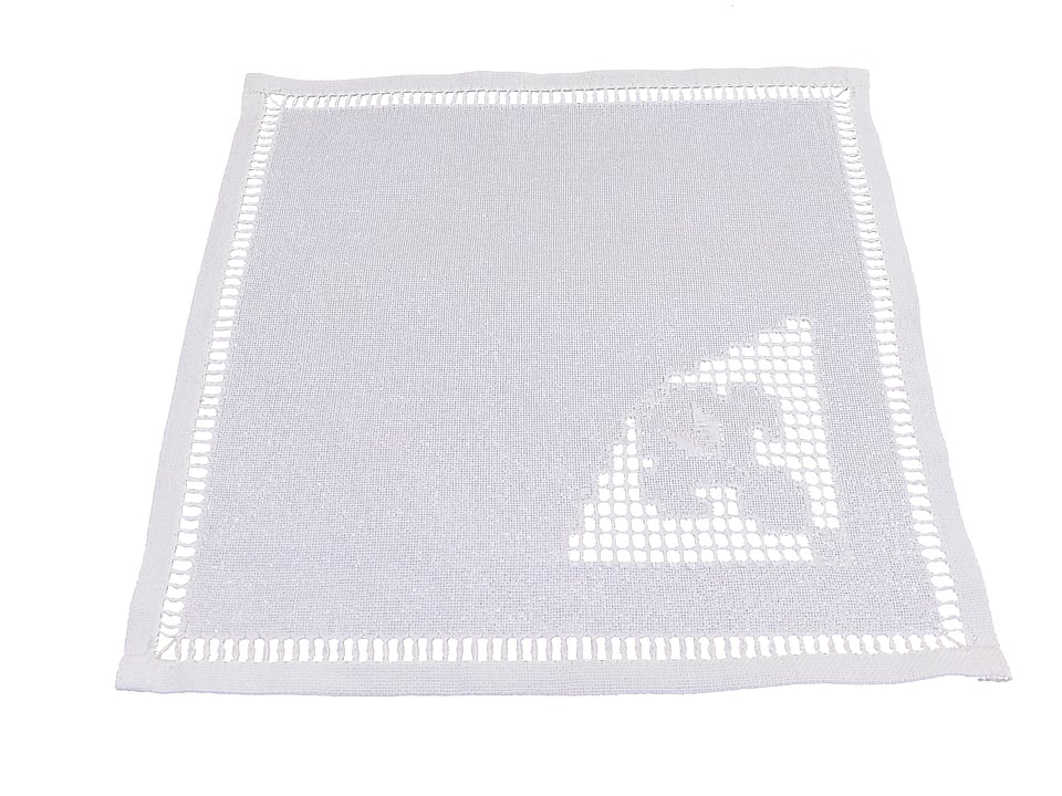 Șervet Tradițional din Bumbac, Lucrat Manual, 33x33 cm (Alb)