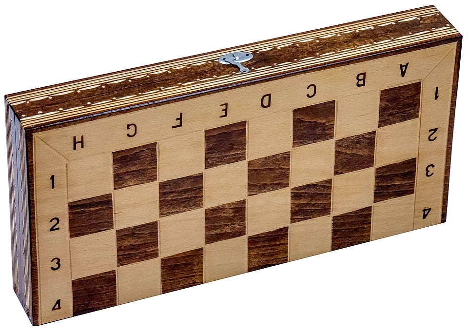 Set Șah și Table din Lemn de Fag, Lucrat Manual, Numerotat, 38x38 cm (Maro/Alb) - imaginea 5