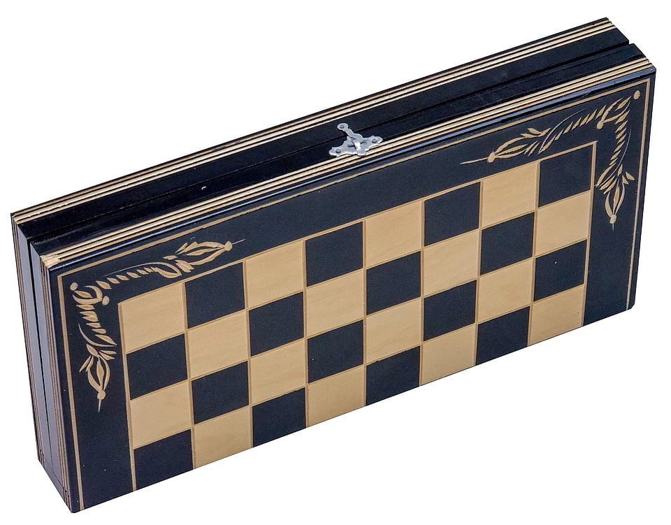 Set Table și Dame din Lemn de Fag, Lucrat Manual, 38×38 cm (Negru/Alb) - imaginea 4
