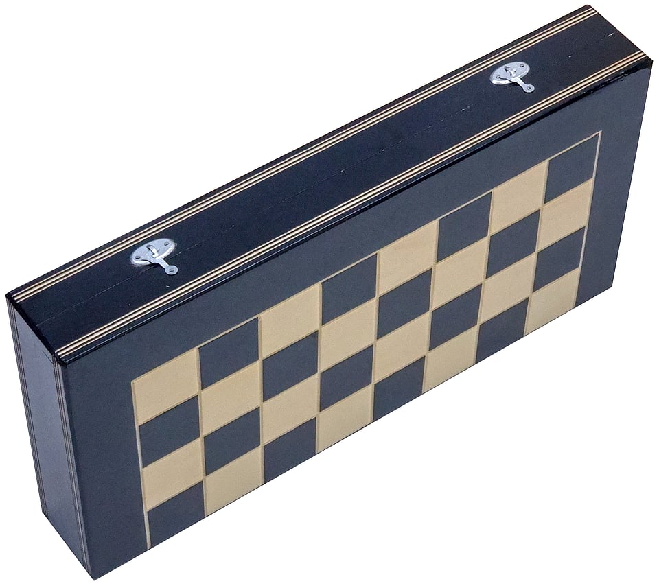Set Șah și Table Clasic din Lemn de Fag, Lucrat Manual, 44×44 cm (Negru/Alb) - imaginea 5