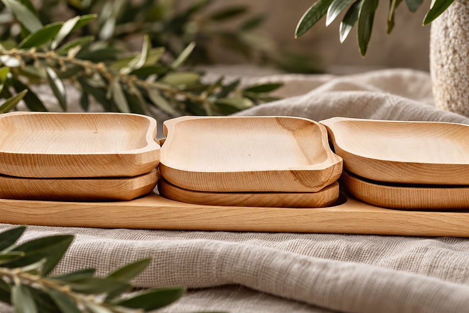 Set de platouri din lemn pentru servire, 7 piese, pentru 6 persoane - imaginea 2