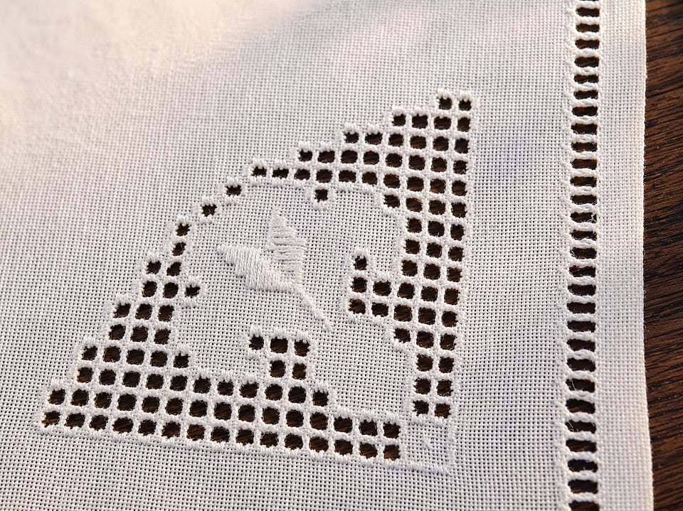 Șervet Tradițional din Bumbac, Lucrat Manual, 33x33 cm (Alb) - View 2